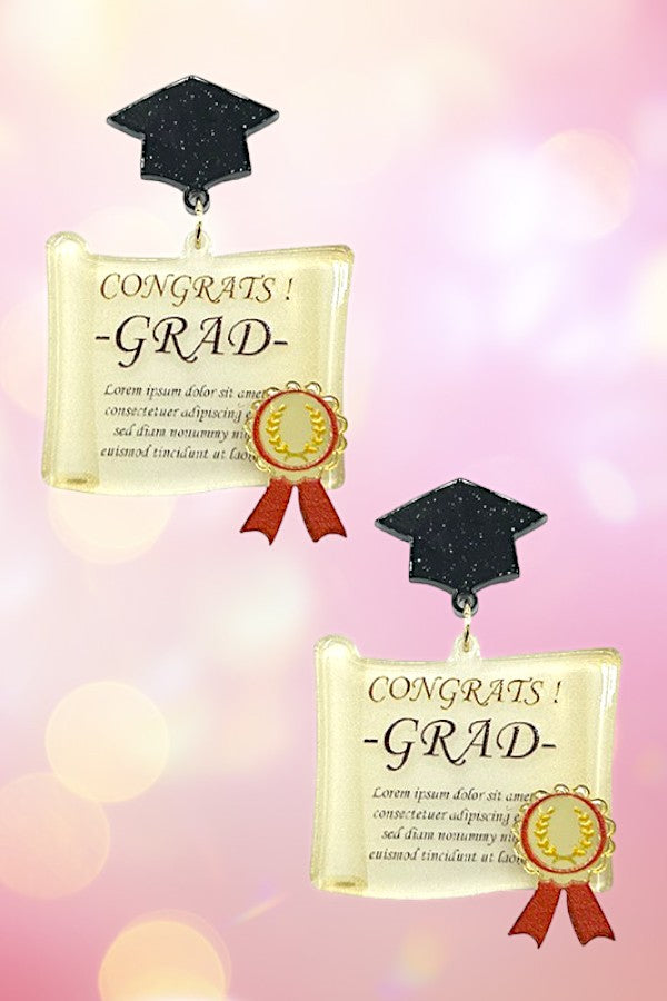 Grad Certificate Dangle Earring