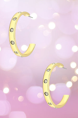 Semi Gem Pave Hoop Earring