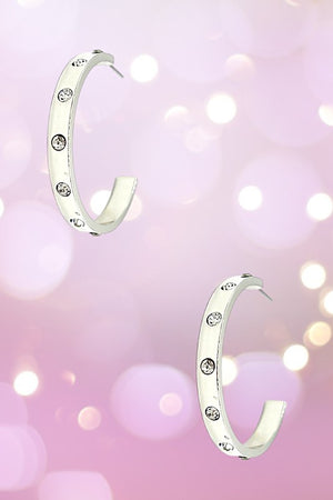 Semi Gem Pave Hoop Earring