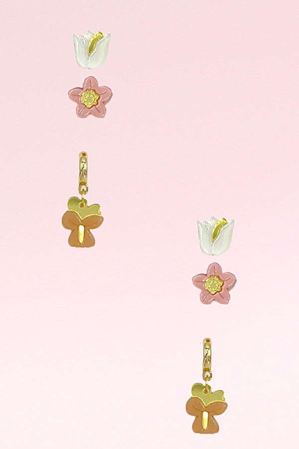Multi Floral Earring Set