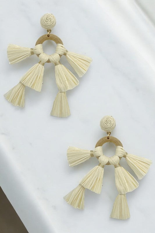 Raffia Tassel Drop Earring