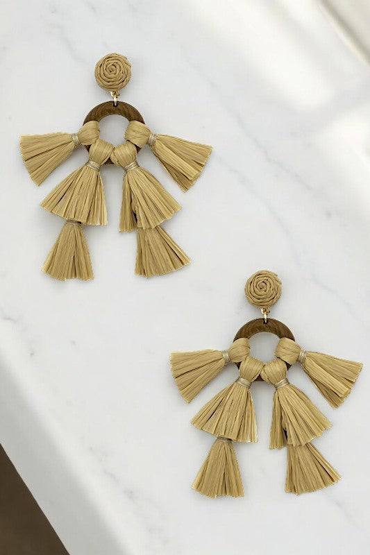 Raffia Tassel Drop Earring