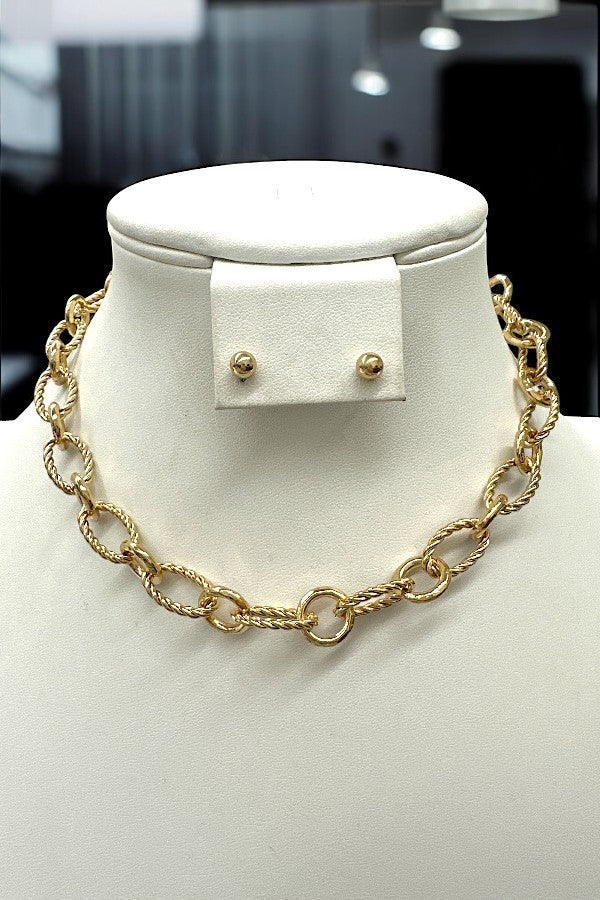 Oval Chain Link Necklace Set