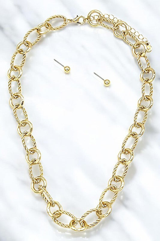 Oval Chain Link Necklace Set