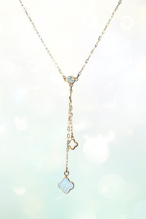 DOUBLE CLOVER PENDANT DANGLE NECKLACE