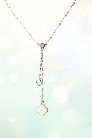 DOUBLE CLOVER PENDANT DANGLE NECKLACE