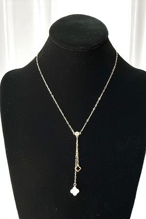 DOUBLE CLOVER PENDANT DANGLE NECKLACE