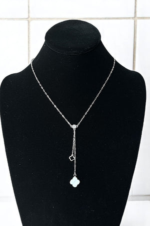 DOUBLE CLOVER PENDANT DANGLE NECKLACE