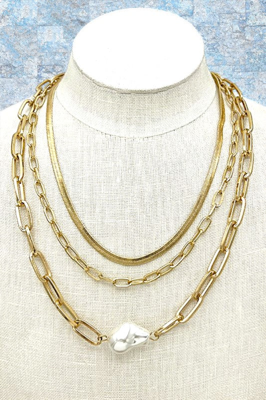 Mix Multi Chain Pearl Necklace