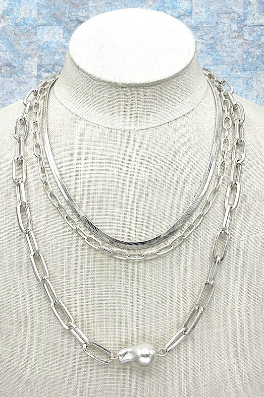 Mix Multi Chain Pearl Necklace