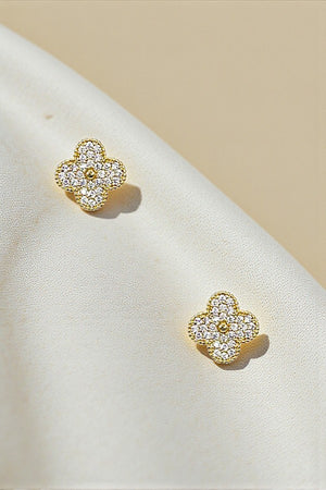 CZ STONE CLOVER POST EARRING