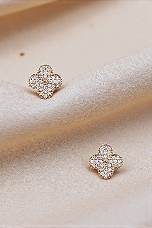 CZ STONE CLOVER POST EARRING