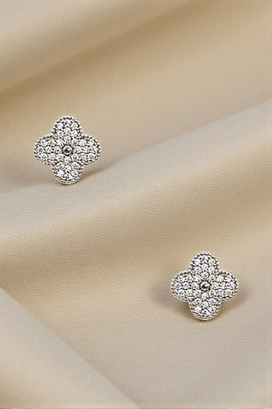 CZ STONE CLOVER POST EARRING
