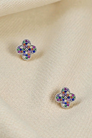 CZ STONE CLOVER POST EARRING