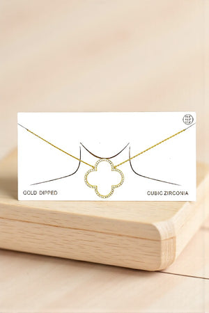 CZ STONE CUT OUT CLOVER PENDANT NECKLACE