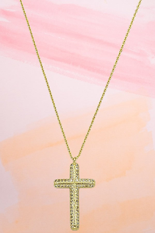 CZ Stone Cross Accent Pendant Necklace