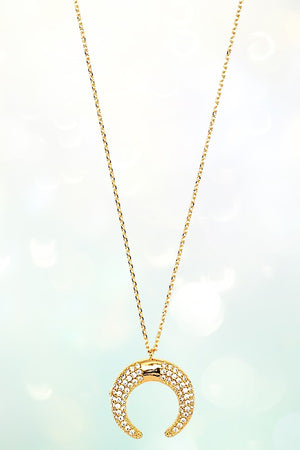 CZ STONE CURVED PENDANT NECKLACE