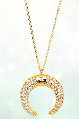 CZ STONE CURVED PENDANT NECKLACE