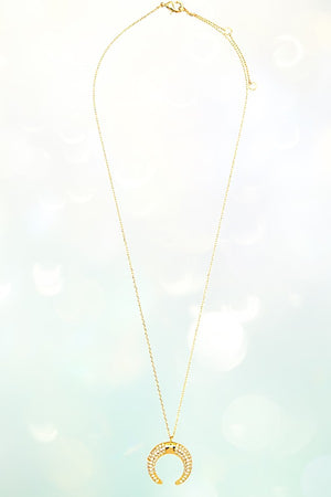 CZ STONE CURVED PENDANT NECKLACE