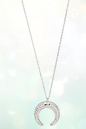 CZ STONE CURVED PENDANT NECKLACE