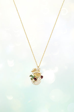 CZ STONE SNOWMAN PENDANT NECKLACE