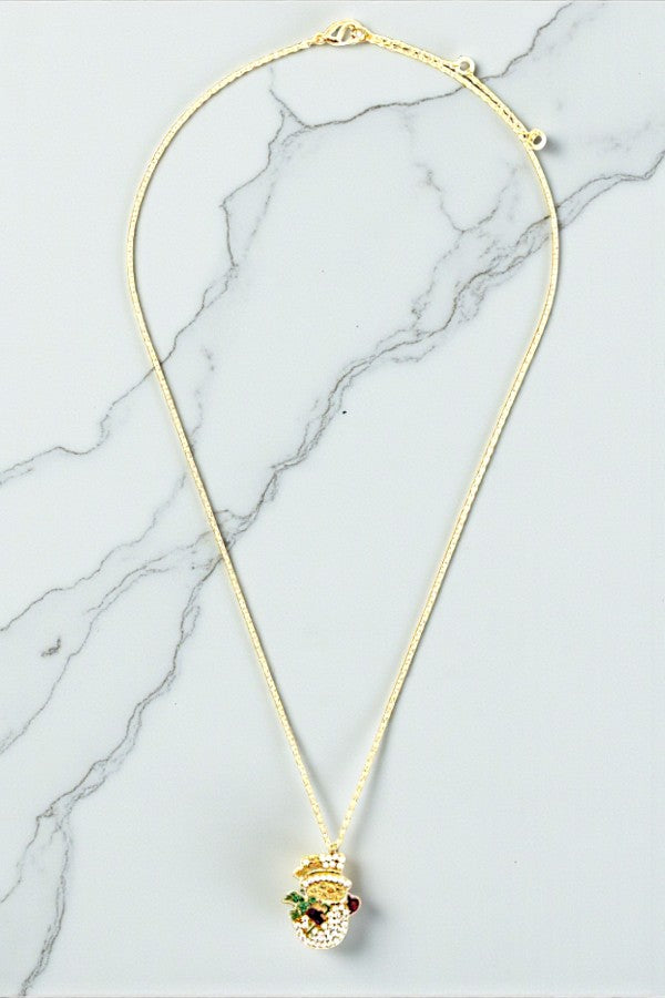 CZ STONE SNOWMAN PENDANT NECKLACE