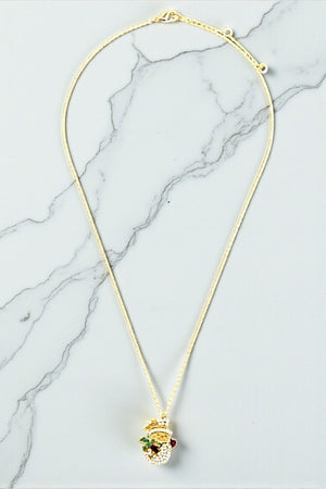 CZ STONE SNOWMAN PENDANT NECKLACE