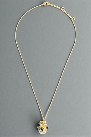 CZ STONE SNOWMAN PENDANT NECKLACE