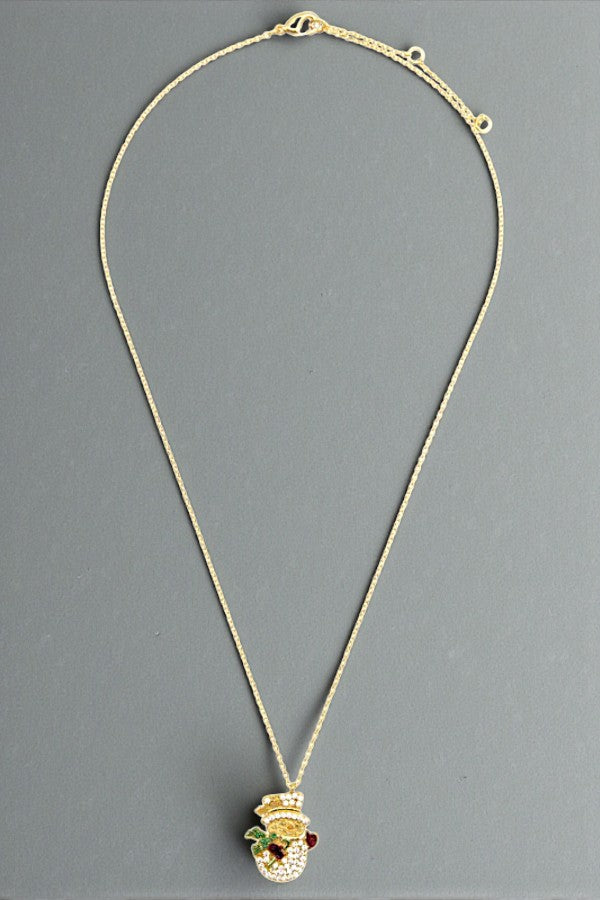 CZ STONE SNOWMAN PENDANT NECKLACE