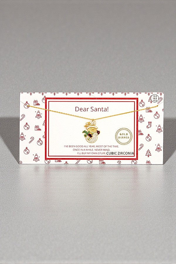 CZ STONE SNOWMAN PENDANT NECKLACE