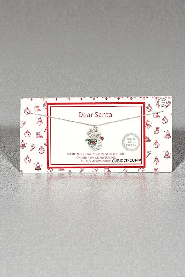 CZ STONE SNOWMAN PENDANT NECKLACE