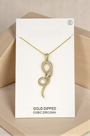 CZ STONE PAVE SNAKE PENDANT NECKLACE
