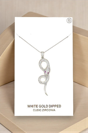 CZ STONE PAVE SNAKE PENDANT NECKLACE