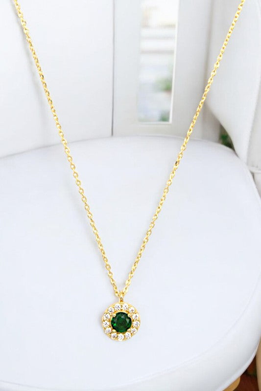 ROUND CZ STONE PENDANT NECKLACE