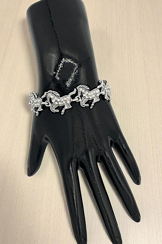GEM PAVE HORSE LINK BRACELET