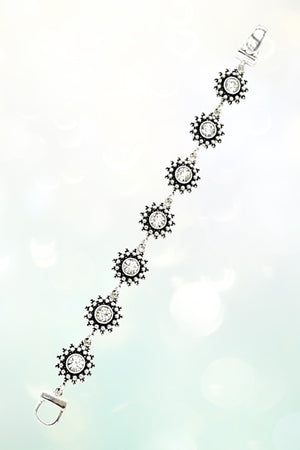 FLORAL GEMSTONE LINK CHAIN BRACELET