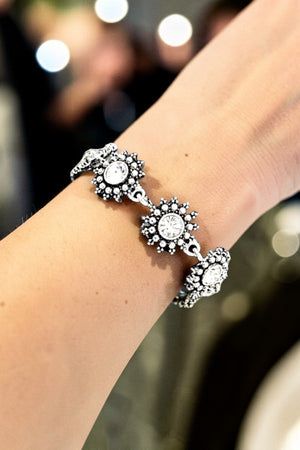 FLORAL GEMSTONE LINK CHAIN BRACELET