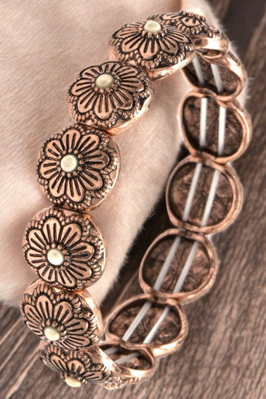 WESTERN FLORAL LINK STRETCH BRACELET