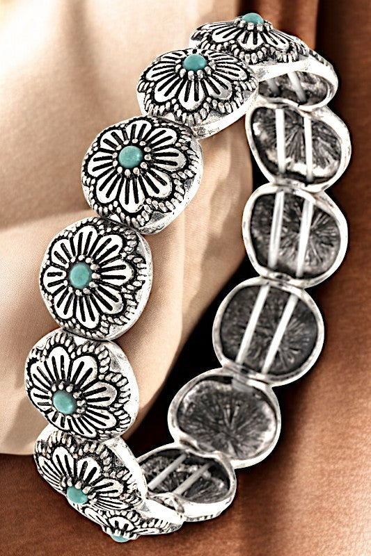 WESTERN FLORAL LINK STRETCH BRACELET