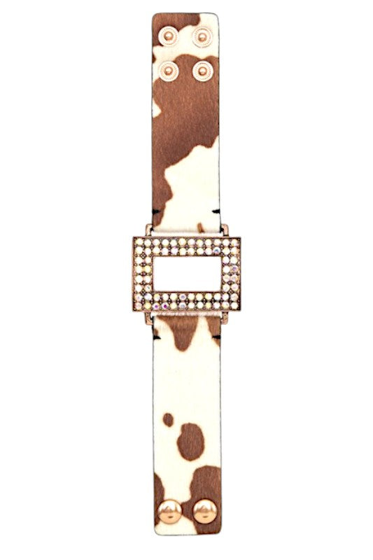 RECTANGULAR GEM PAVE ANIMAL PRINT BAND BRACELET