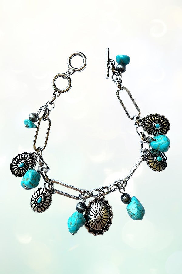 WESTERN CONCHO TQ CHARM DANGLE BRACELET