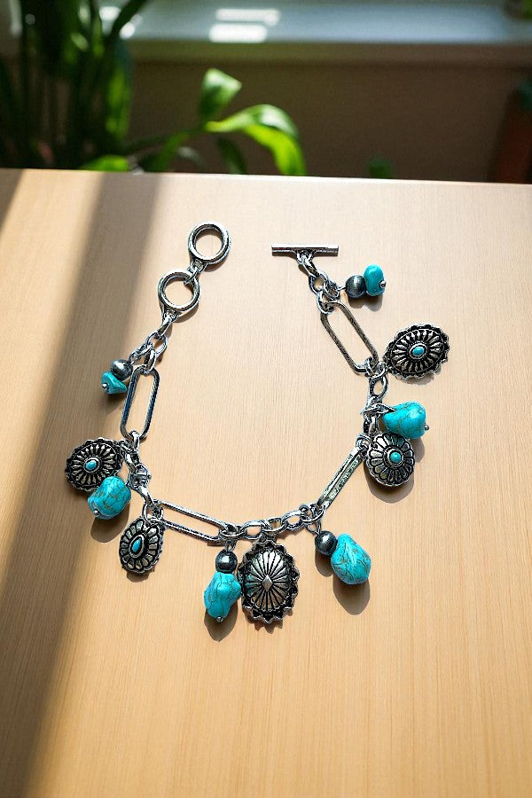 WESTERN CONCHO TQ CHARM DANGLE BRACELET