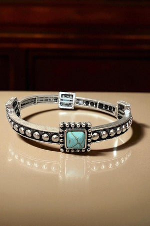 WESTERN SLIM BUBBLE TQ GEM ACCENT STRETCH BRACELET