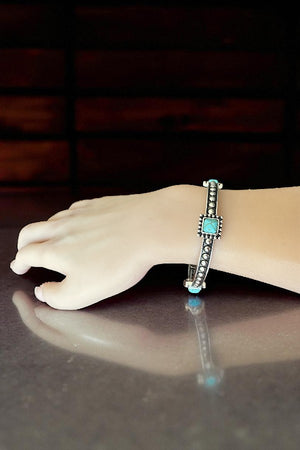 WESTERN SLIM BUBBLE TQ GEM ACCENT STRETCH BRACELET