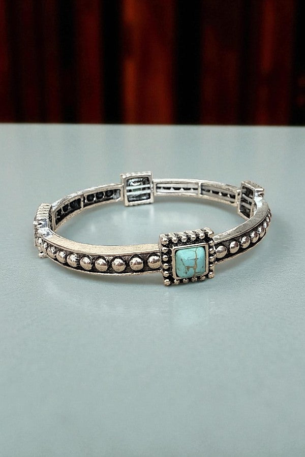 WESTERN SLIM BUBBLE TQ GEM ACCENT STRETCH BRACELET