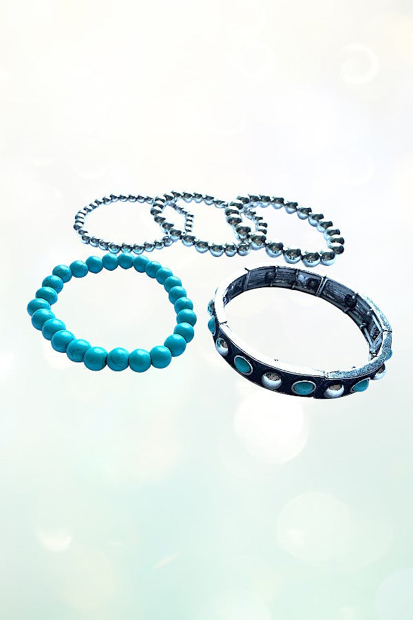 WESTERN TQ BUBBLE MULTI STRETCH BRACELET SET