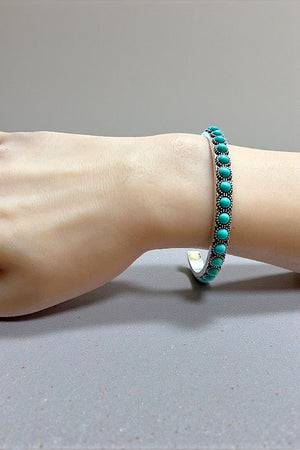 WESTERN ROUND GEMBEAD EMBEDDED CUFF BRACELET
