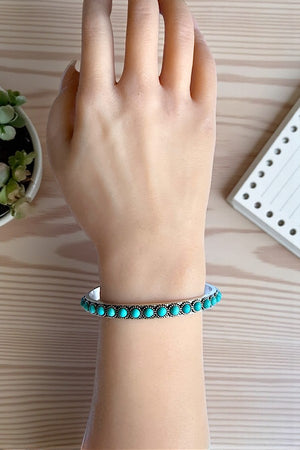 WESTERN ROUND GEMBEAD EMBEDDED CUFF BRACELET