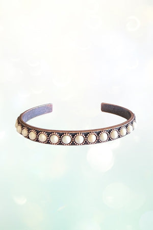 WESTERN ROUND GEMBEAD EMBEDDED CUFF BRACELET