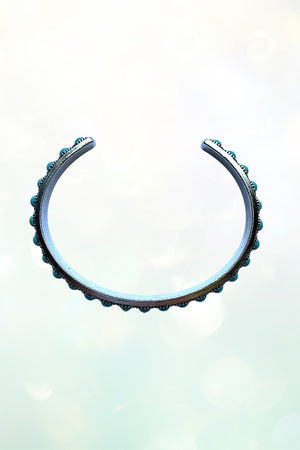 WESTERN ROUND GEMBEAD EMBEDDED CUFF BRACELET